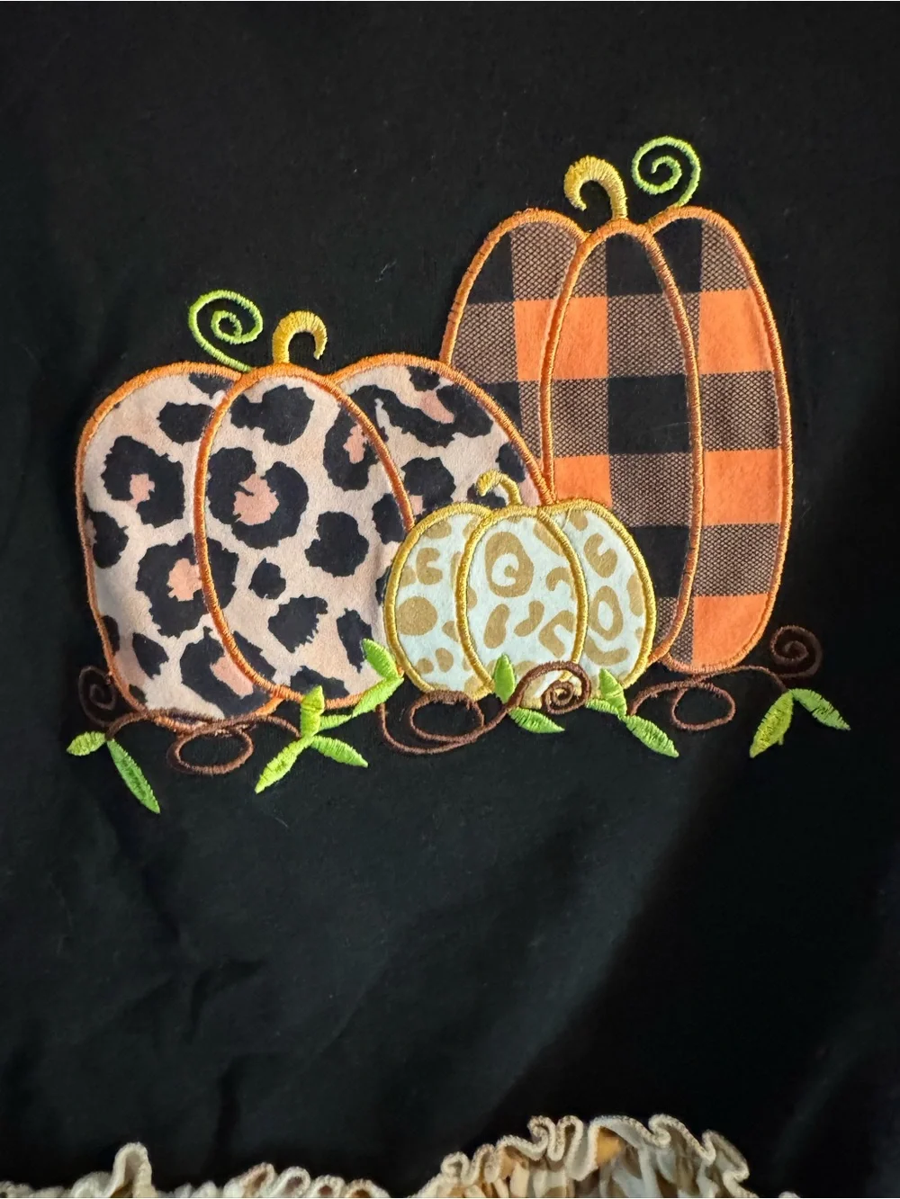 Black Pumpkin Ruffle Halloween shirt & pants set-